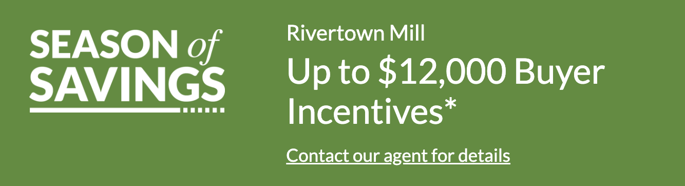 season of savings promotional information for Rivertown Mill