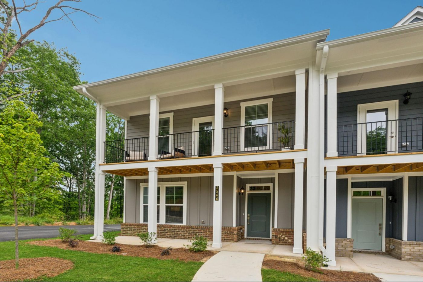 Exterior view of new construction townhomes at The Park at Gainesville Township in Gainesville, GA