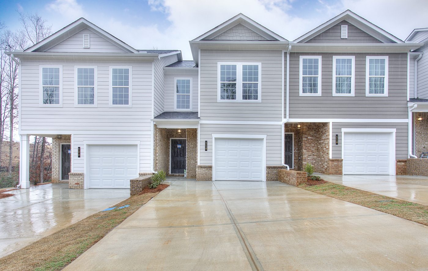 exteriors of the townhomes at Morning Creek Forest