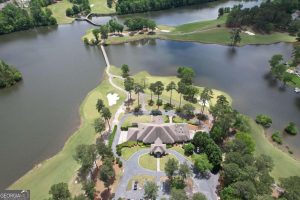 Aerial view of Mirror Lake golf course community in Villa Rica, GA.
