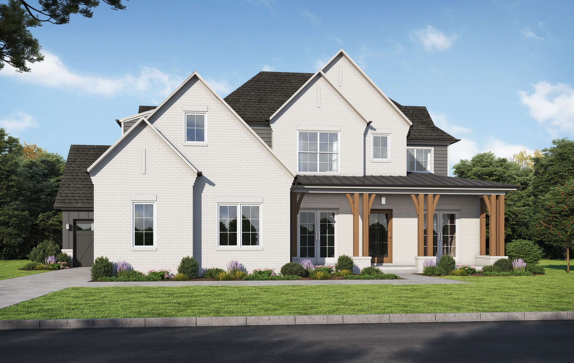 Front exterior rendering of the Roswell home elevation by Peachtree Building Group.