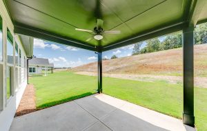 Covered back patio at a new home in Chimney Oaks Golf Course Community