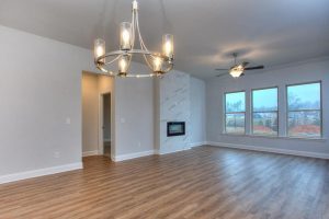 Open living room in a new construction home in Homer, GA