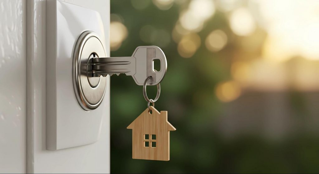 Key for new home inserted into front door lock ©Designer Ujma