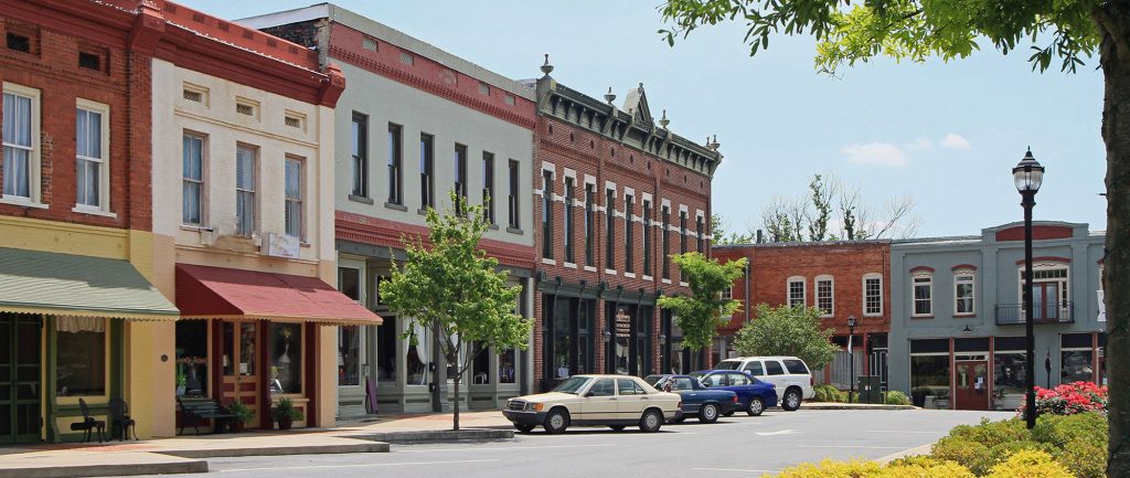 colorful buildings in downtown Adairsville ©Greg Henry